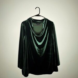 Lands’ End velvet Long sleeve top, draped neckline